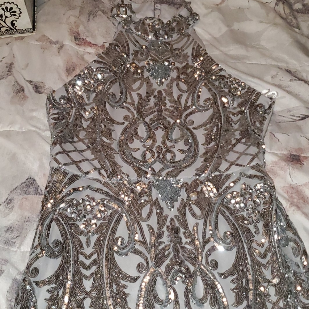 Silver prom dress
